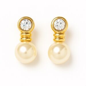 Banana Republic - Crystal & Pearl Drop Earring Gold Tone